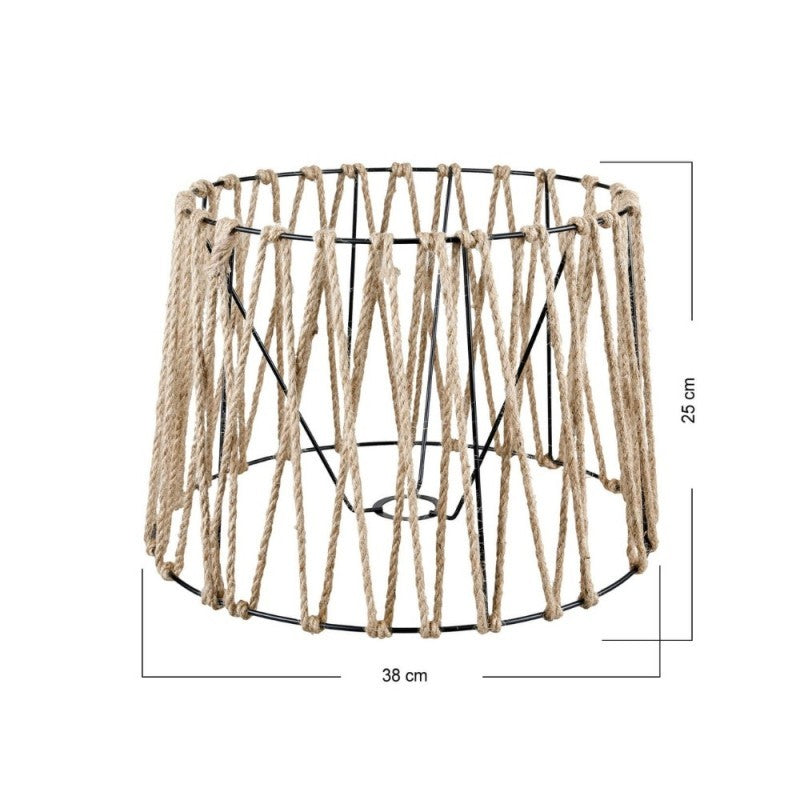 Lampada da terra treppiede nero con paralume in iuta DECONE1188