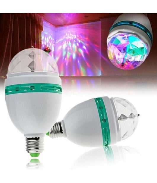 Lampada Lampadina Rotante Rgb E27 Effetti Luce Led Luci Discoteca Natale Feste         