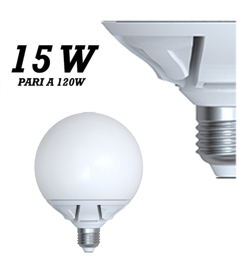 Lampada Led 15w Watt E27 Bianco Caldo Freddo Sfera Opaca Globo         