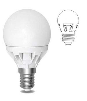 Lampada Led 6w Watt E14 490 Lumen Bianco Caldo 3000°k Sfera Globo Opaca         