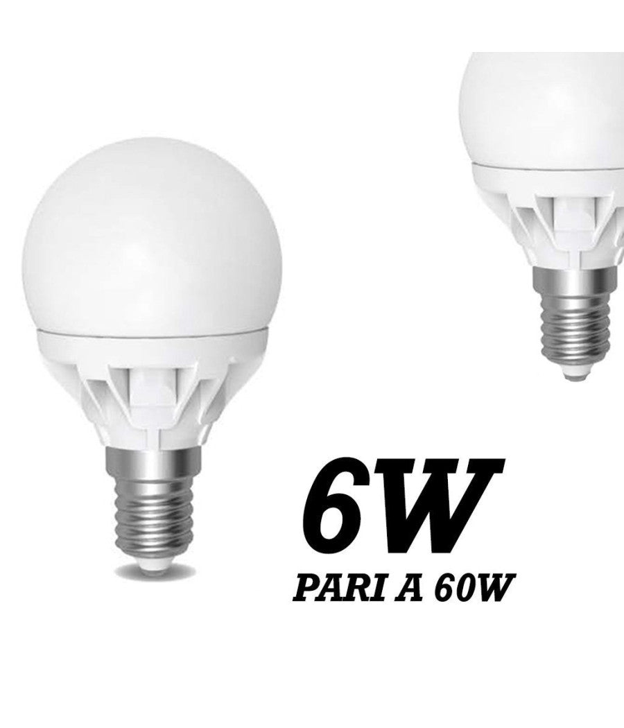 Lampada Led 6w Watt E14 490 Lumen Bianco Caldo 3000°k Sfera Globo Opaca  -bianco Freddo      -