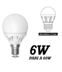 Lampada Led 6w Watt E14 490 Lumen Bianco Caldo 3000°k Sfera Globo Opaca  -bianco Freddo      -