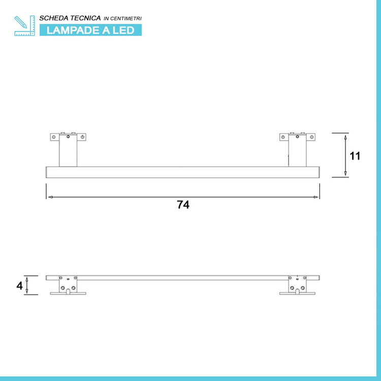 Lampada a led per bagno 80 cm luce naturale 4000K in alluminio cromo