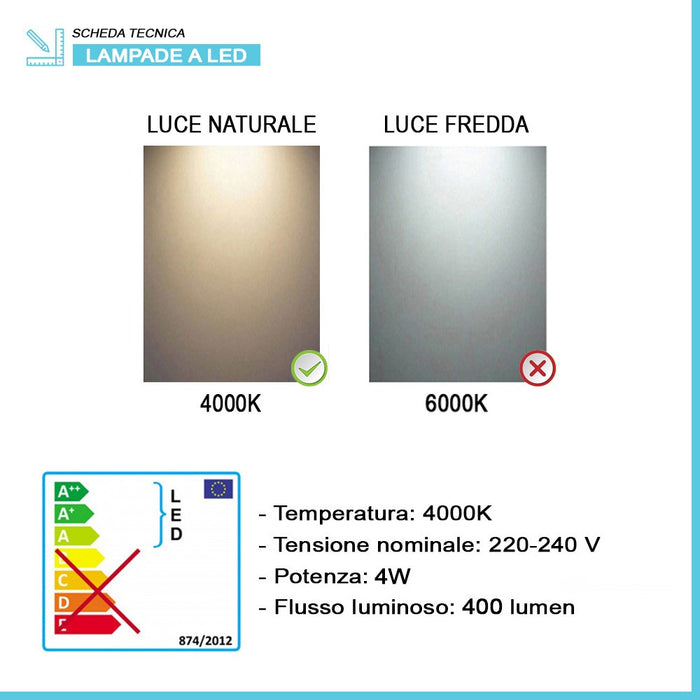 Lampada led specchio bagno L. 30 cm luce naturale 4000K in alluminio cromo