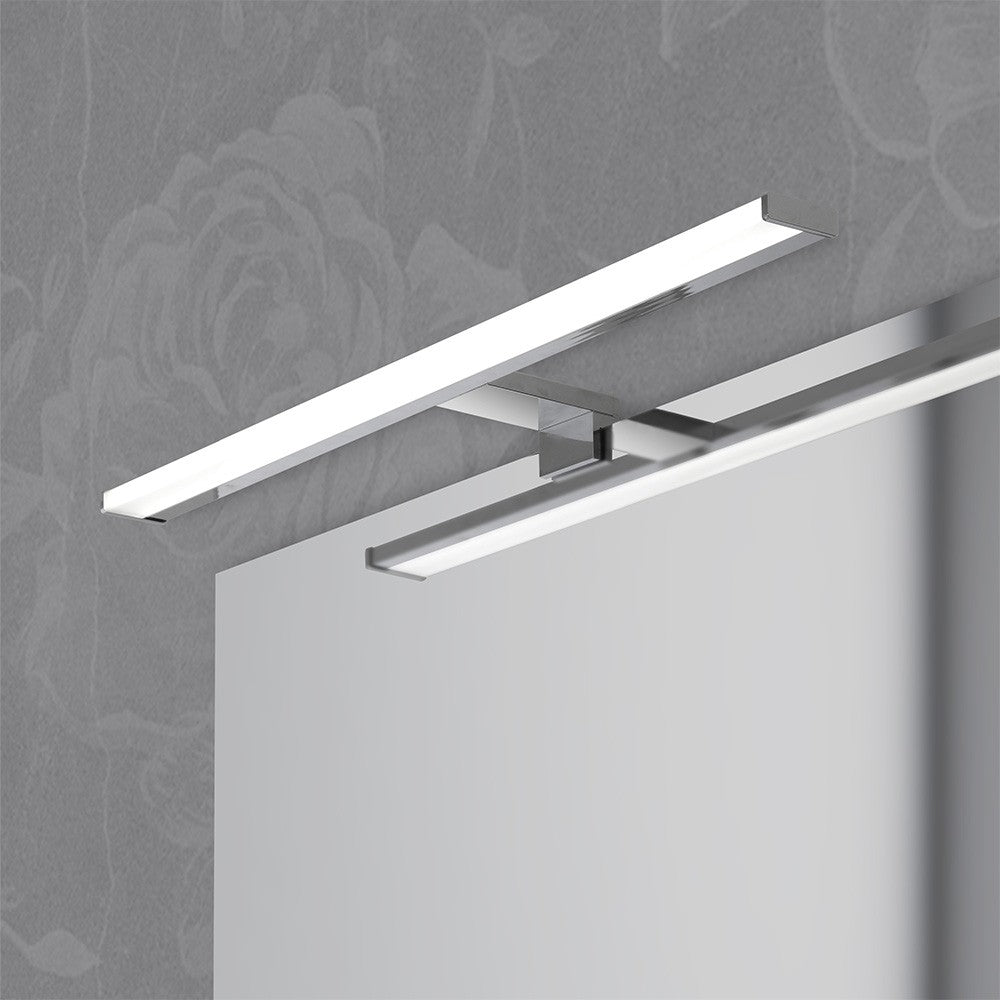 Lampada led specchio bagno L. 30 cm luce naturale 4000K in alluminio cromo