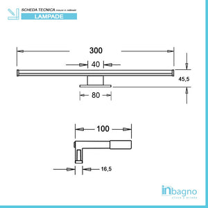 Lampada LED da 30 cm in ABS cromo doppia installazione luce fredda