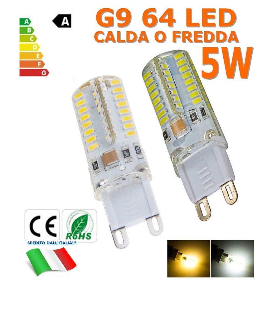 Lampada Led G9 220v 5w 64 Led Luce Calda Fredda Oltre 500 Lumen Alta Luminosità          