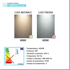 Lampada LED per specchio bagno 30 cm cromo doppia installazione