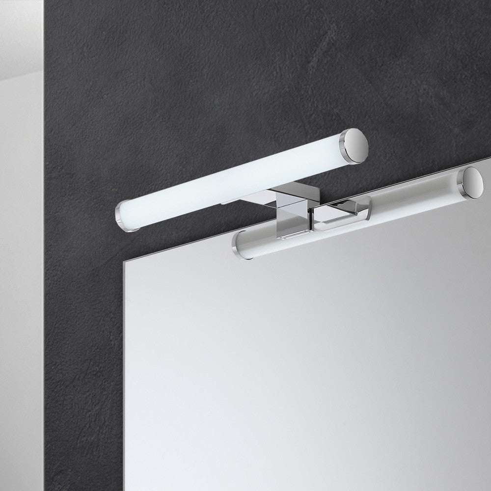 Lampada LED per specchio bagno 30 cm cromo doppia installazione