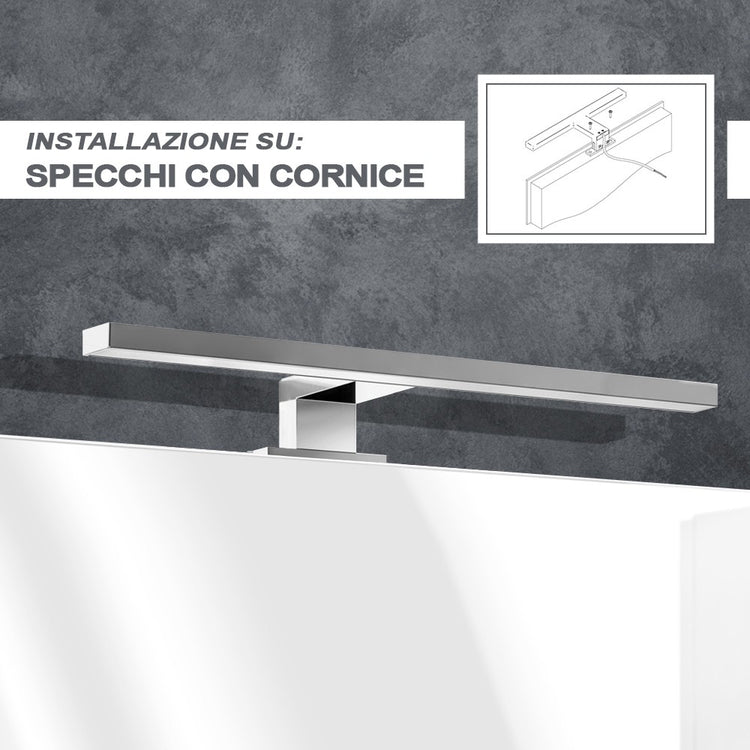 Applique led specchio bagno L. 50 cm luce naturale 4000K in abs cromo