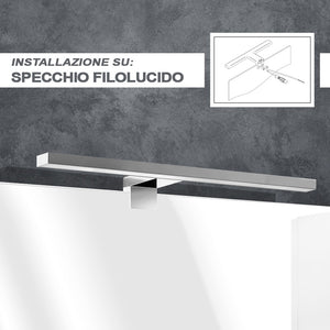 Applique led specchio bagno L. 50 cm luce naturale 4000K in abs cromo