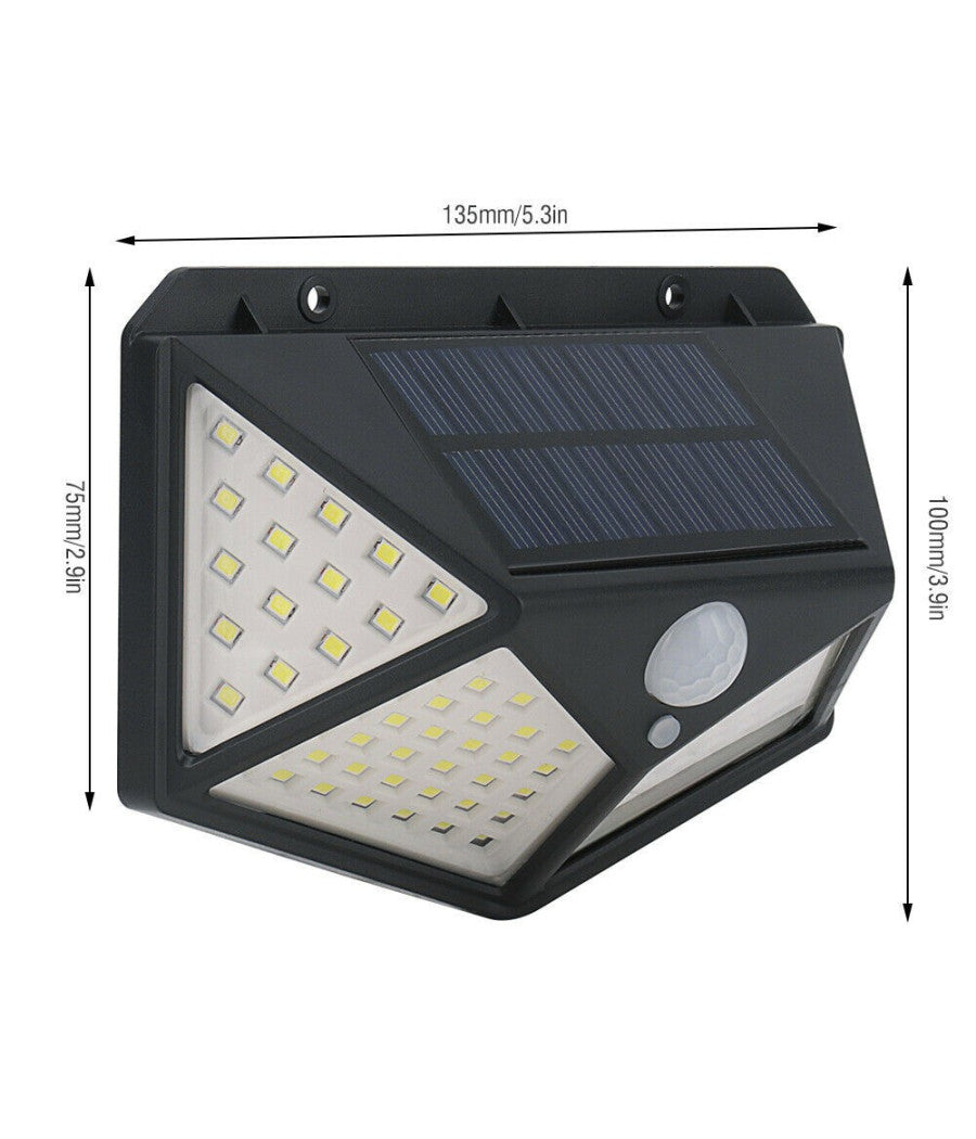 Lampada Luce Faretto Faro Esterno Energia Solare 100 Led Sensore Movimento         