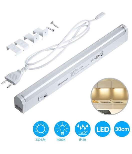 Lampada Luce Sottopensile 30cm Mobili Cucina Armadio Barra Led 330lm Bianco         