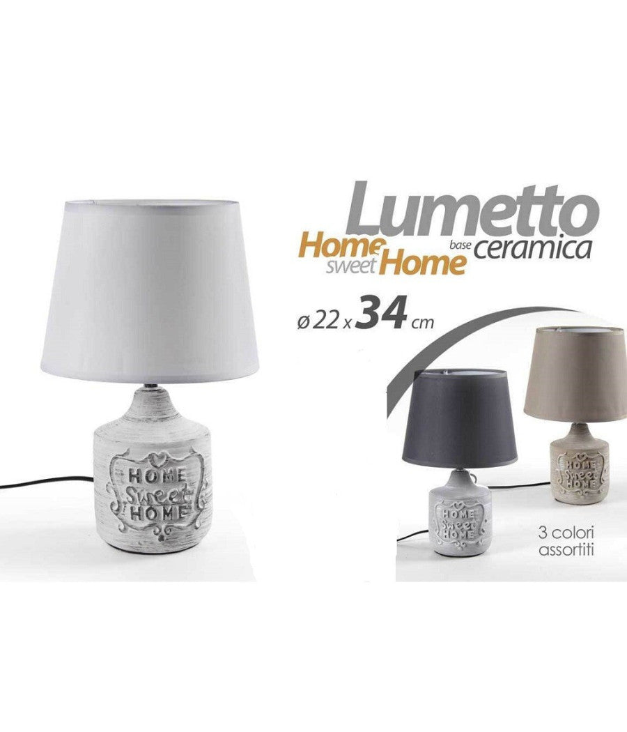 Lampada Lumetto Abat-jour 22x34cm Da Tavolo Base Ceramica Home Sweet 3col 779138         