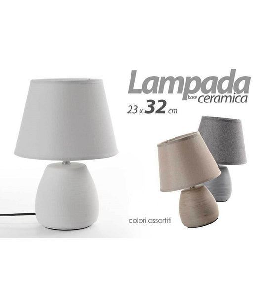 Lampada Lumetto Abat-jour 23x32cm Da Tavolo Base In Ceramica 3 Colori Ass 763564         