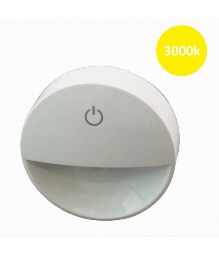 Lampada Notturna Con Spina Accensione Touch Punto Luce Led Tonda Bianco Xgcmd-001  -bianco Caldo      -