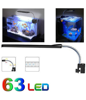 Lampada Plafoniera 63 Led Luce Acquario Bordo Vasca 6 W Colore Bianco Blu 30 Cm         