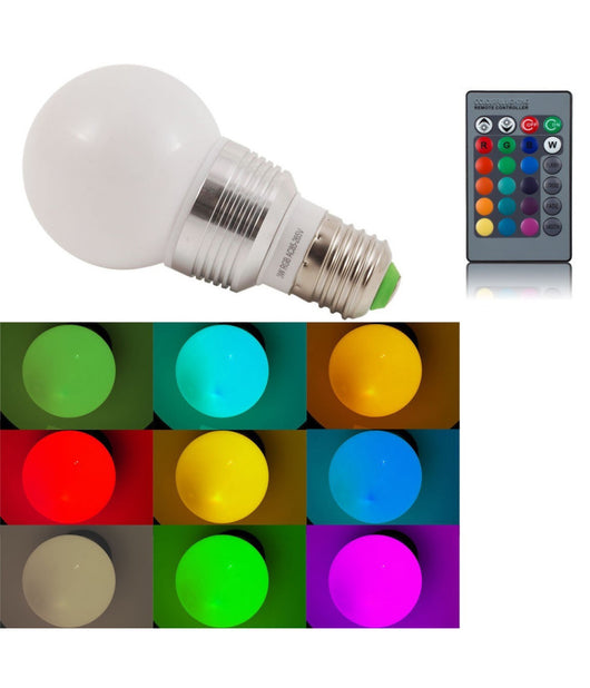 Lampada Rgb Led 220v E27 Faretto Spot Light 3 W Watt Con Telecomando Lampadina         