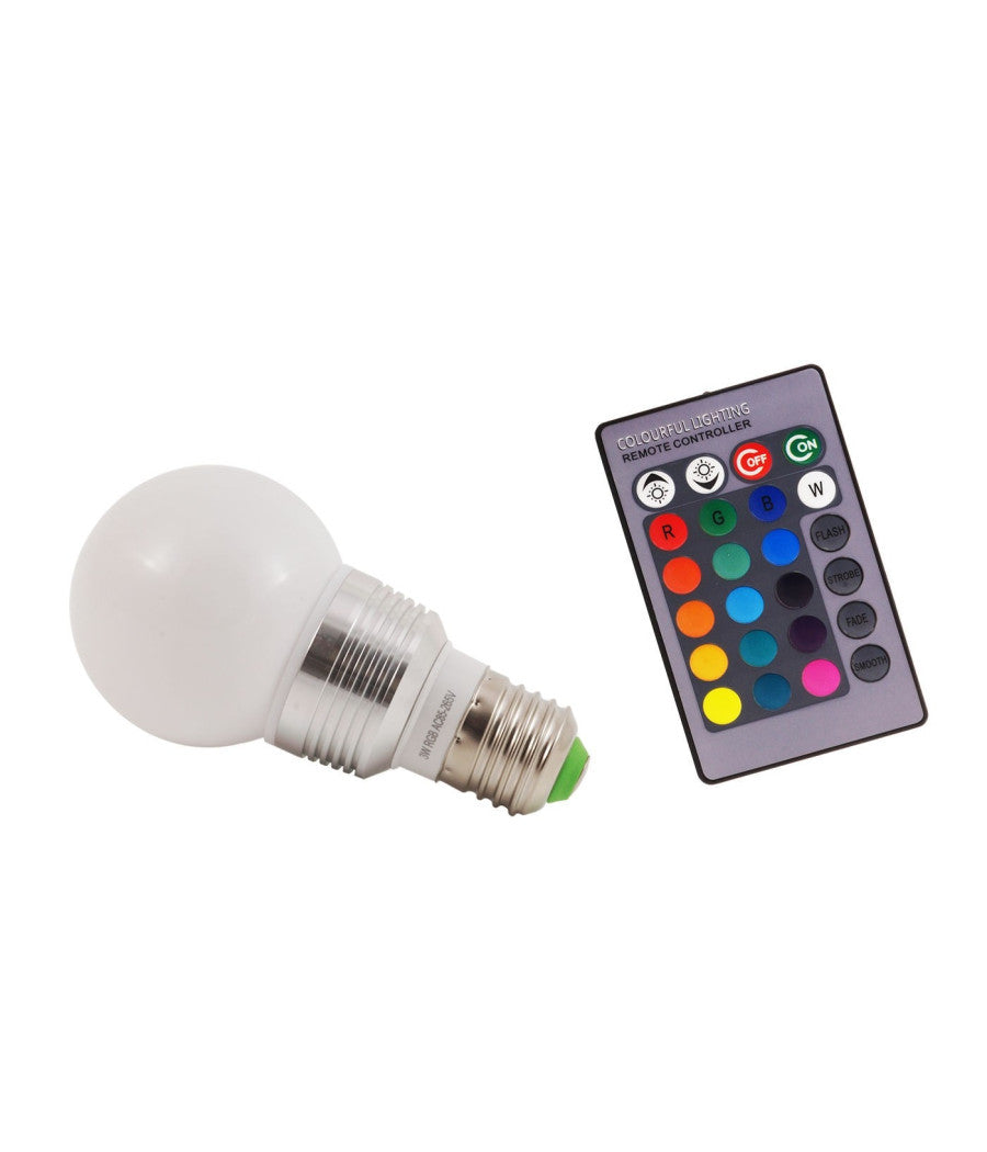 Lampada Rgb Led 220v E27 Faretto Spot Light 3 W Watt Con Telecomando Lampadina         