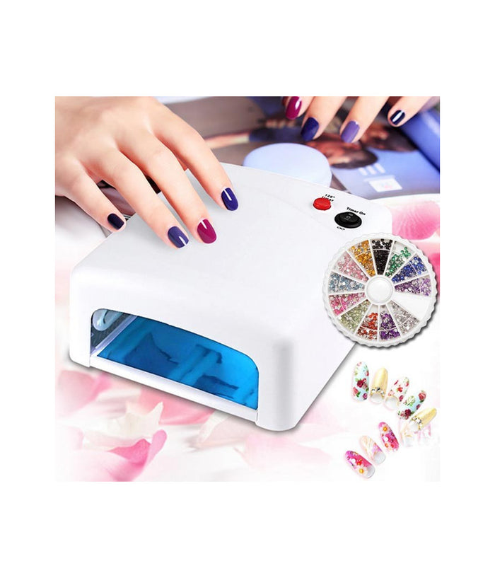 Lampada Uv Ricostruzione Unghie Gel Fornetto 36w Led 4 Bulbi Con Accessori Nail         