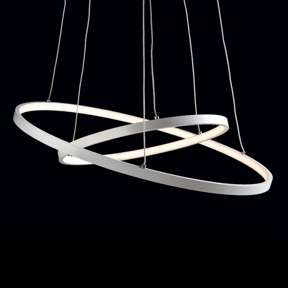 Lampadari moderni illuminando anelli 2 led sospensione metallo bianco interni 32w 2240lm, tonalità luce 3000°k (luce