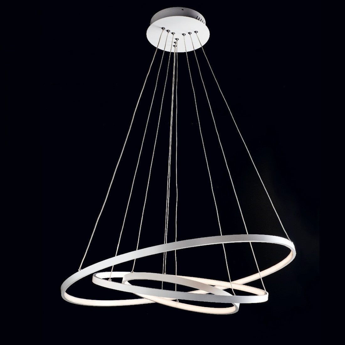 Lampadari moderni illuminando anelli 3 led sospensione metallo bianco cerchi interni 58w 4060lm, tonalità luce 4000°k (