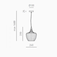 Lampadario classico gea luce cleofe s10 e27 led vetro ambra lampada sospensione