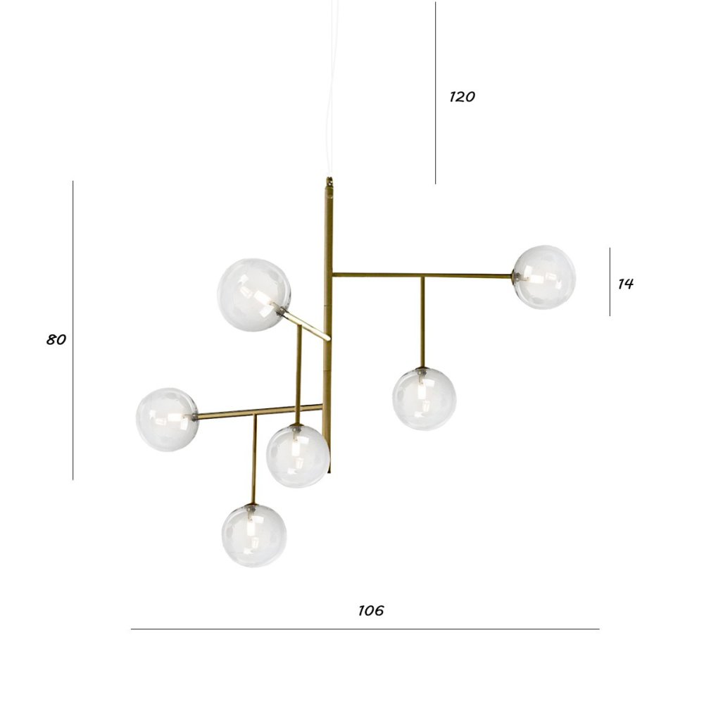 Lampadario classico illuminando bolle sp 6 or tr g9 led metallo lampada soffitto