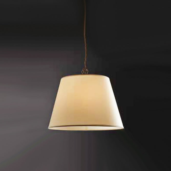 Lampadario classico illuminando street soft sp 35 led sospensione pergamena avorio treccia metallo brunito interni e27