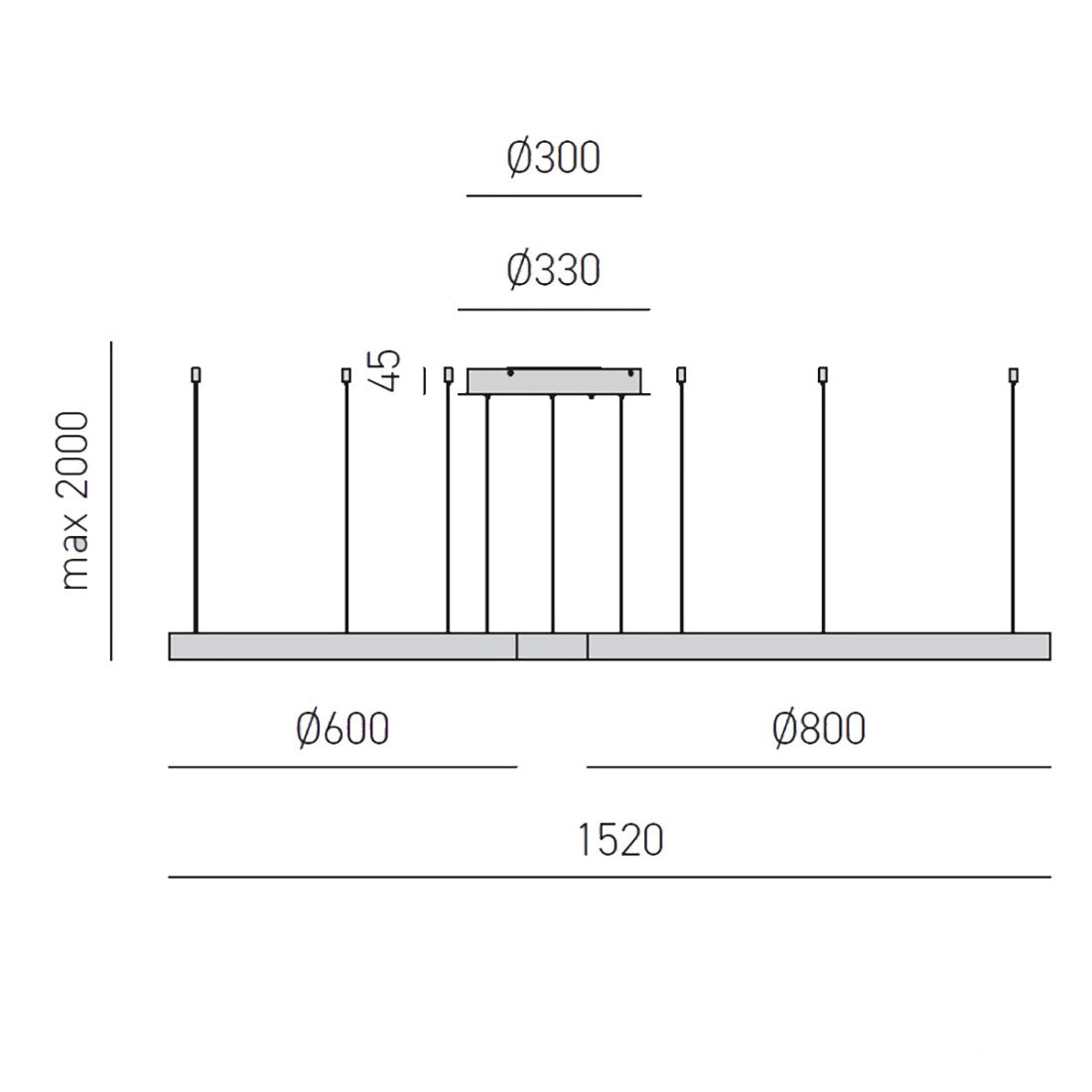 Lampadario led gea luce criseide s3d o 9100lm alluminio sospensione moderna