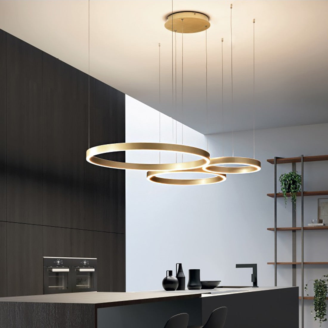 Lampadario led gea luce criseide s3d o 9100lm alluminio sospensione moderna