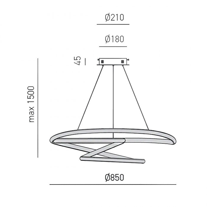 Lampadario led gea luce diva ss t moderna alluminio sospensione