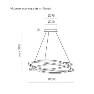 Lampadario moderno gea luce atia sg n led alluminio silicone sospensione