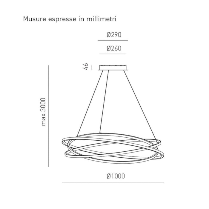 Lampadario moderno gea luce atia sg n led alluminio silicone sospensione