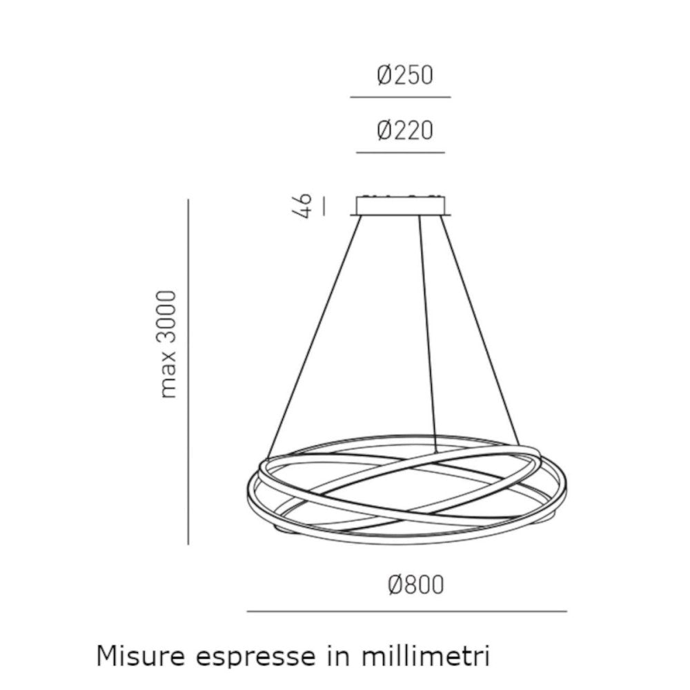 Lampadario moderno gea luce atia sm b led alluminio silicone sospensione