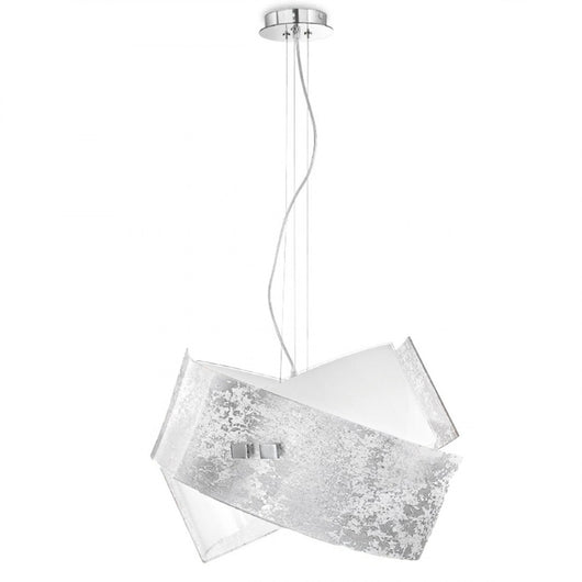 Lampadario moderno gea luce camilla sg e27 led vetro sospensione, colore foglia argento