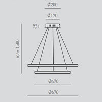 Lampadario moderno gea luce iole s2 b 42w led alluminio sospensione