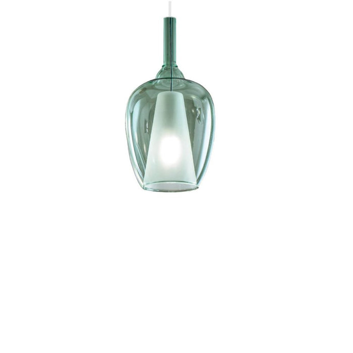 Lampadario moderno gea luce ofelia mini s10 g9 led metallo vetro sospensione, vetro verde trasparente