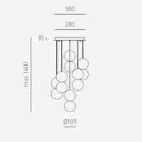 Lampadario moderno gea luce sfera s6 g9 led vetro cemento lampada sospensione