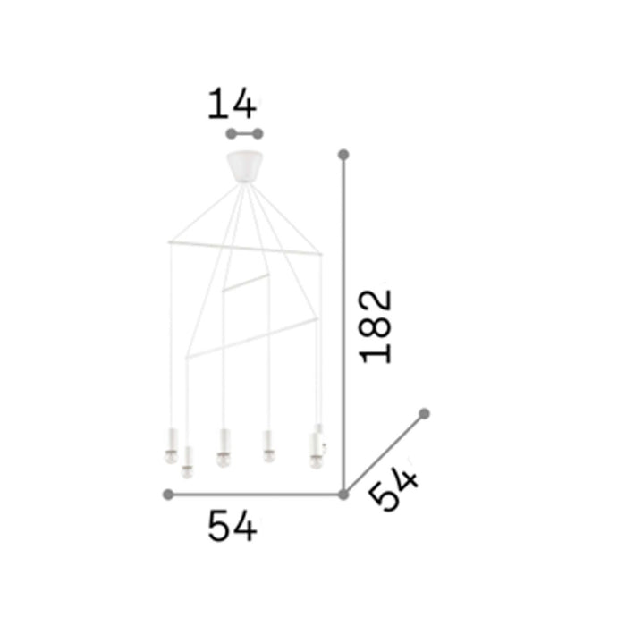 Lampadario moderno ideal lux pop sp6 e27 led metallo sospensione