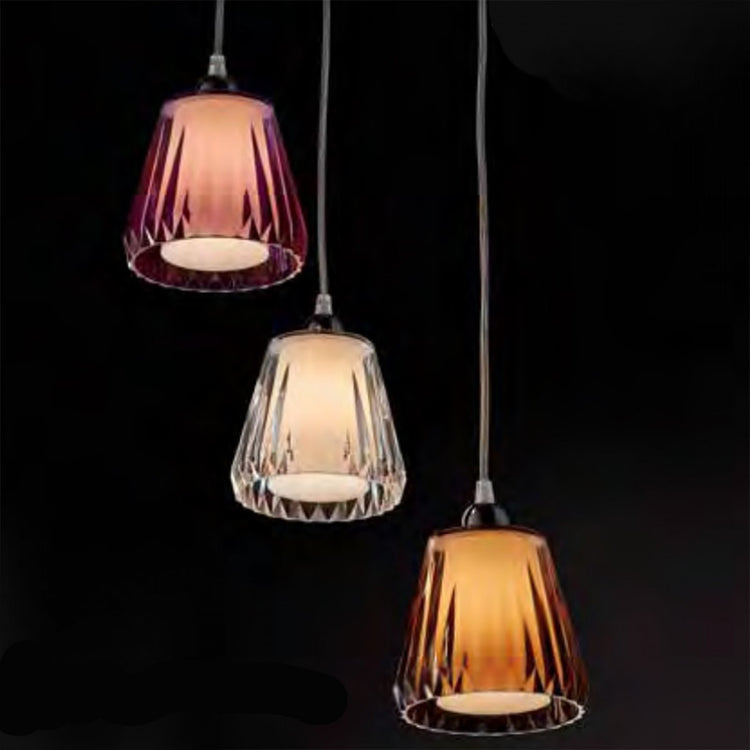 Lampadario moderno illuminando gaia sp 1 led sospensione acrilico tortora viola trasparente interni e14, colore