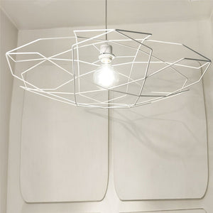 Lampadario moderno illuminando pentagono sp p e27 led metallo sospensione lampada soffitto gabbia, finitura metallo
