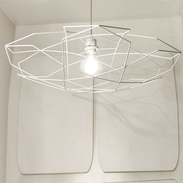 Lampadario moderno illuminando pentagono sp p e27 led metallo sospensione lampada soffitto gabbia, finitura metallo