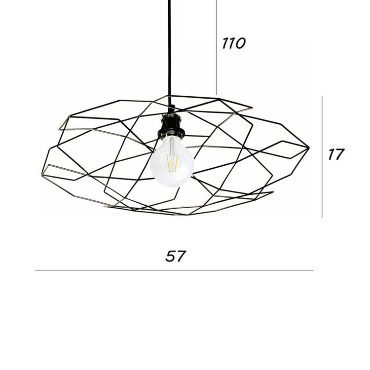 Lampadario moderno illuminando pentagono sp p e27 led metallo sospensione lampada soffitto gabbia, finitura metallo nero