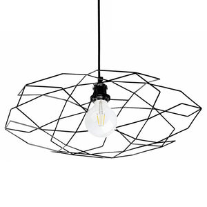 Lampadario moderno illuminando pentagono sp p e27 led metallo sospensione lampada soffitto gabbia, finitura metallo nero