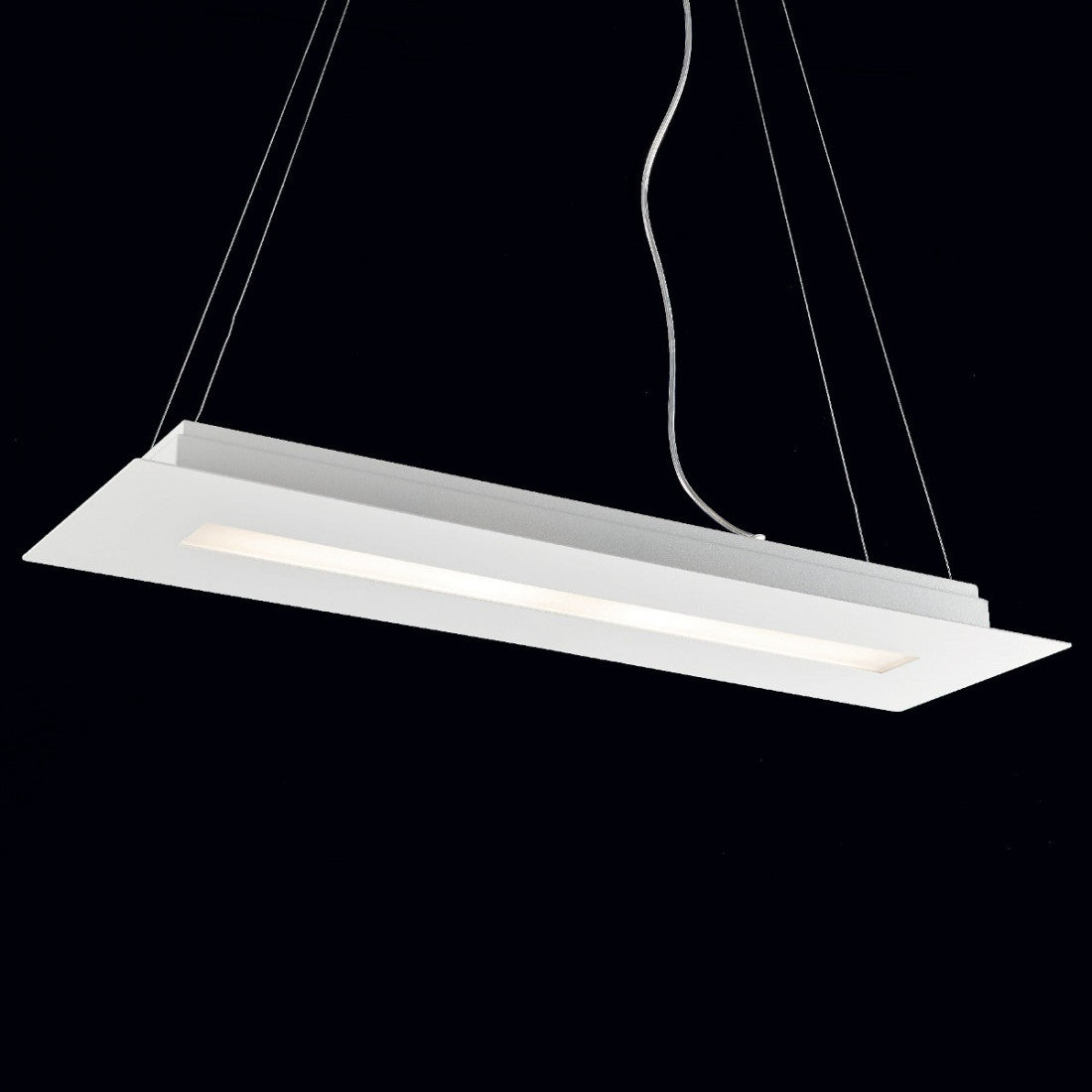 Lampadario moderno illuminando thor sp re g led sospensione metallo bianco rettangolare interni 32w 3000°k 2880lm