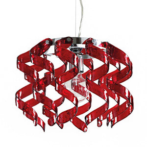 Lampadario moderno padana lampadari marilyn 271 sp e27 led vetro sospenasione, colore rosso