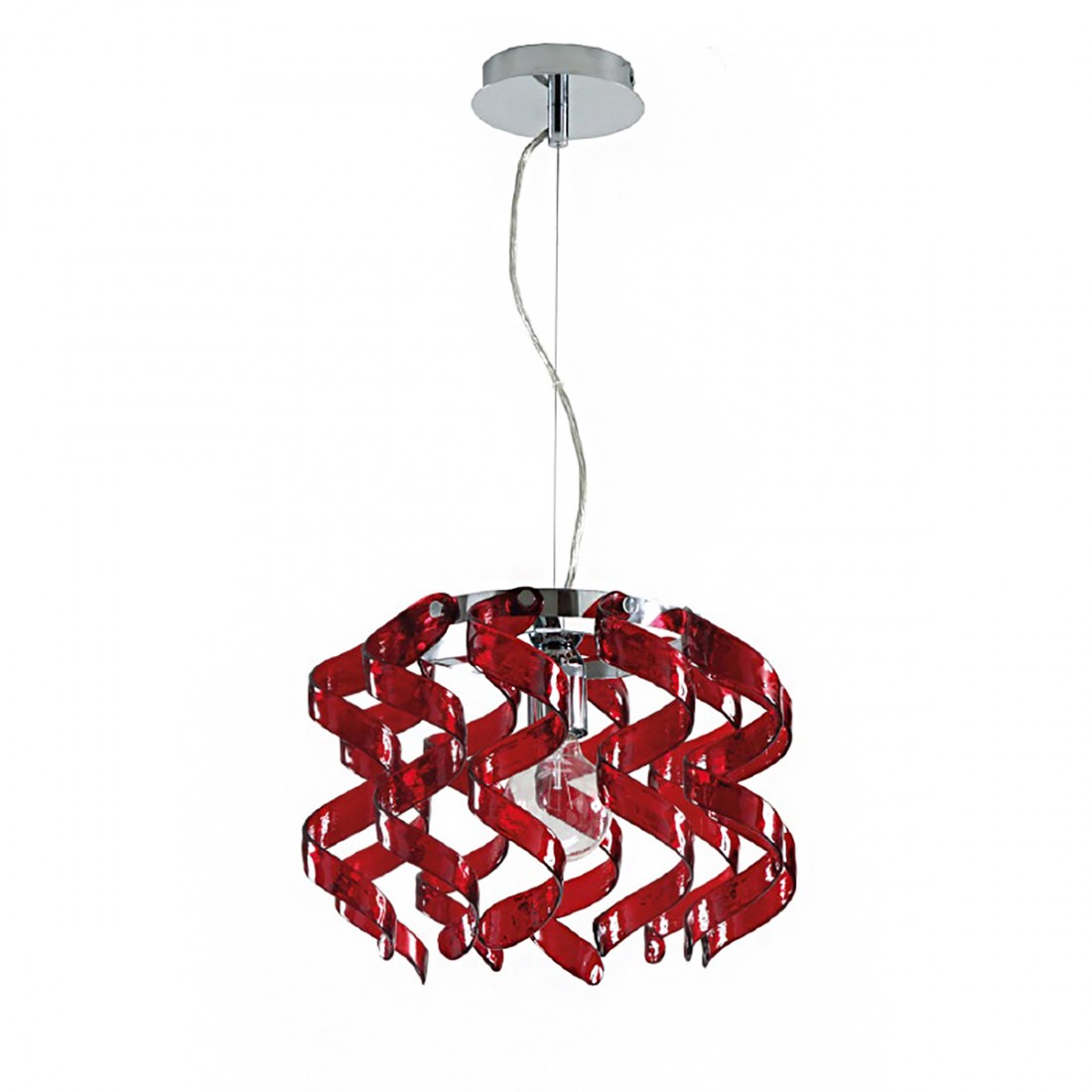 Lampadario moderno padana lampadari marilyn 271 sp e27 led vetro sospenasione, colore rosso