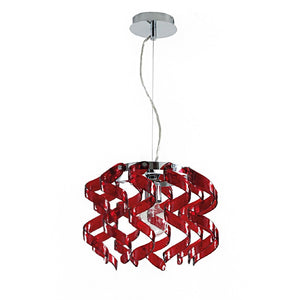 Lampadario moderno padana lampadari marilyn 271 sp e27 led vetro sospenasione, colore rosso