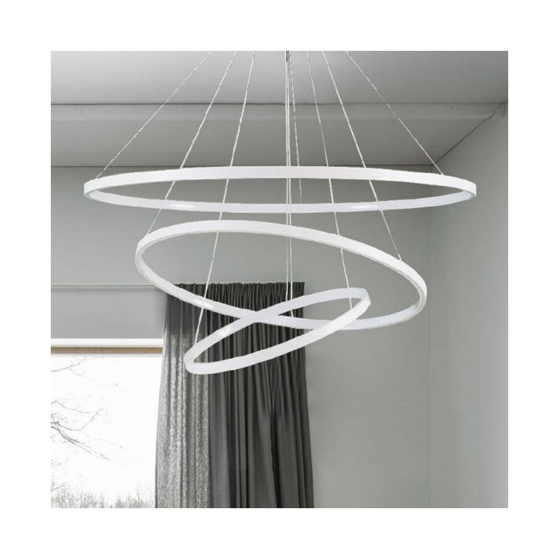 Lampadario moderno padana lampadari rings 1081 sp3 90w led alluminio sospensione